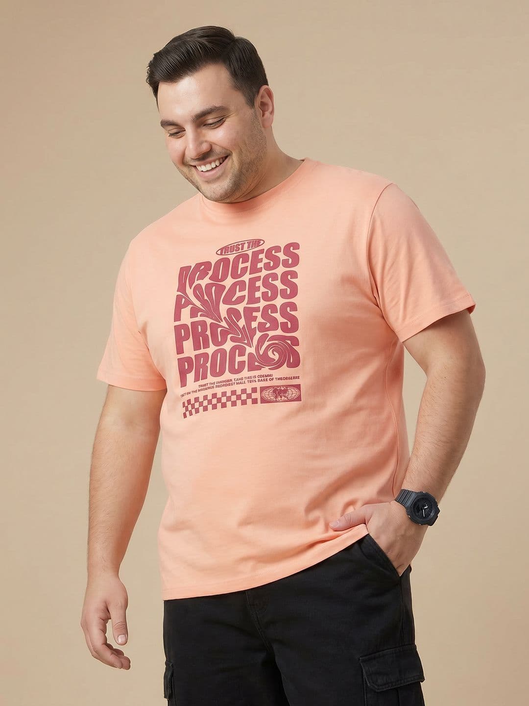 Sztori Plus Size Typography Printed Pure Cotton T-shirt - view 1