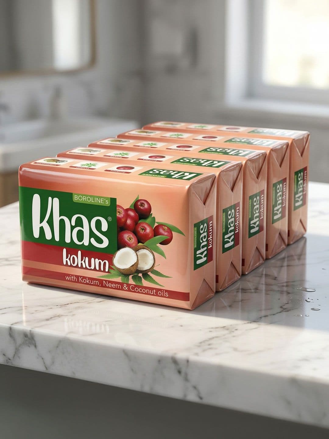 BOROLINE Set Of 5 Khas Kokum Soap With Kokum, Neem & Coconut Oil - 100 g each - view 1
