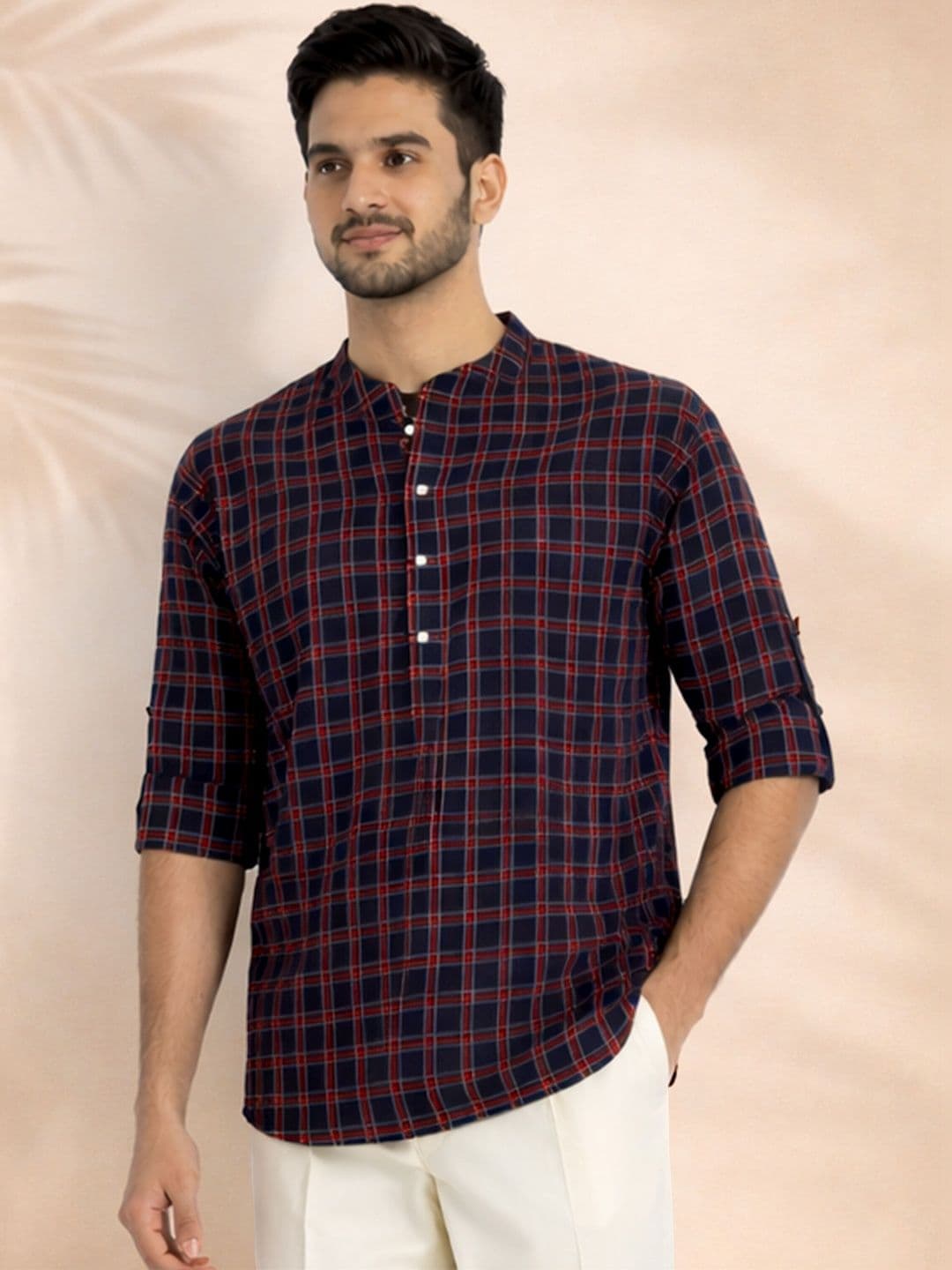 JBN Creation Men Checked Kurta - view 1