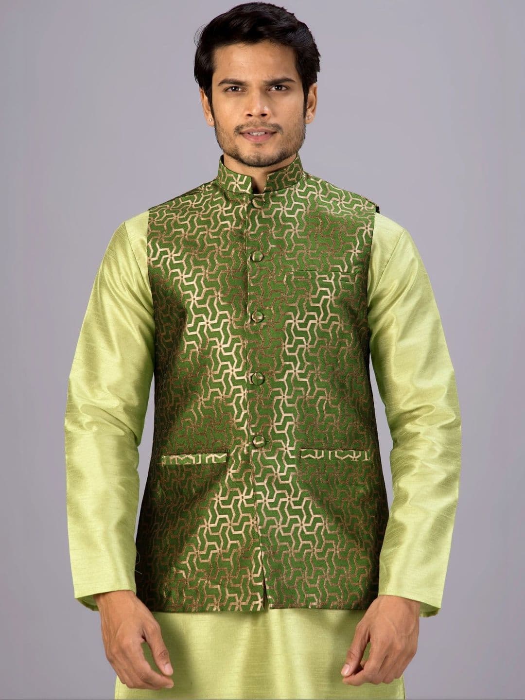 MODERN MUGHALS Woven Design Woven Nehru Jackets - view 1