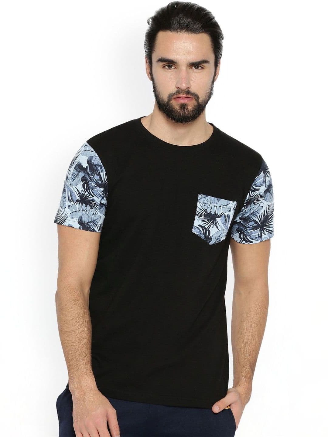 CAHOOT Men Floral Colourblocked Tropical Pure Cotton Blend Pockets T-shirt - view 1