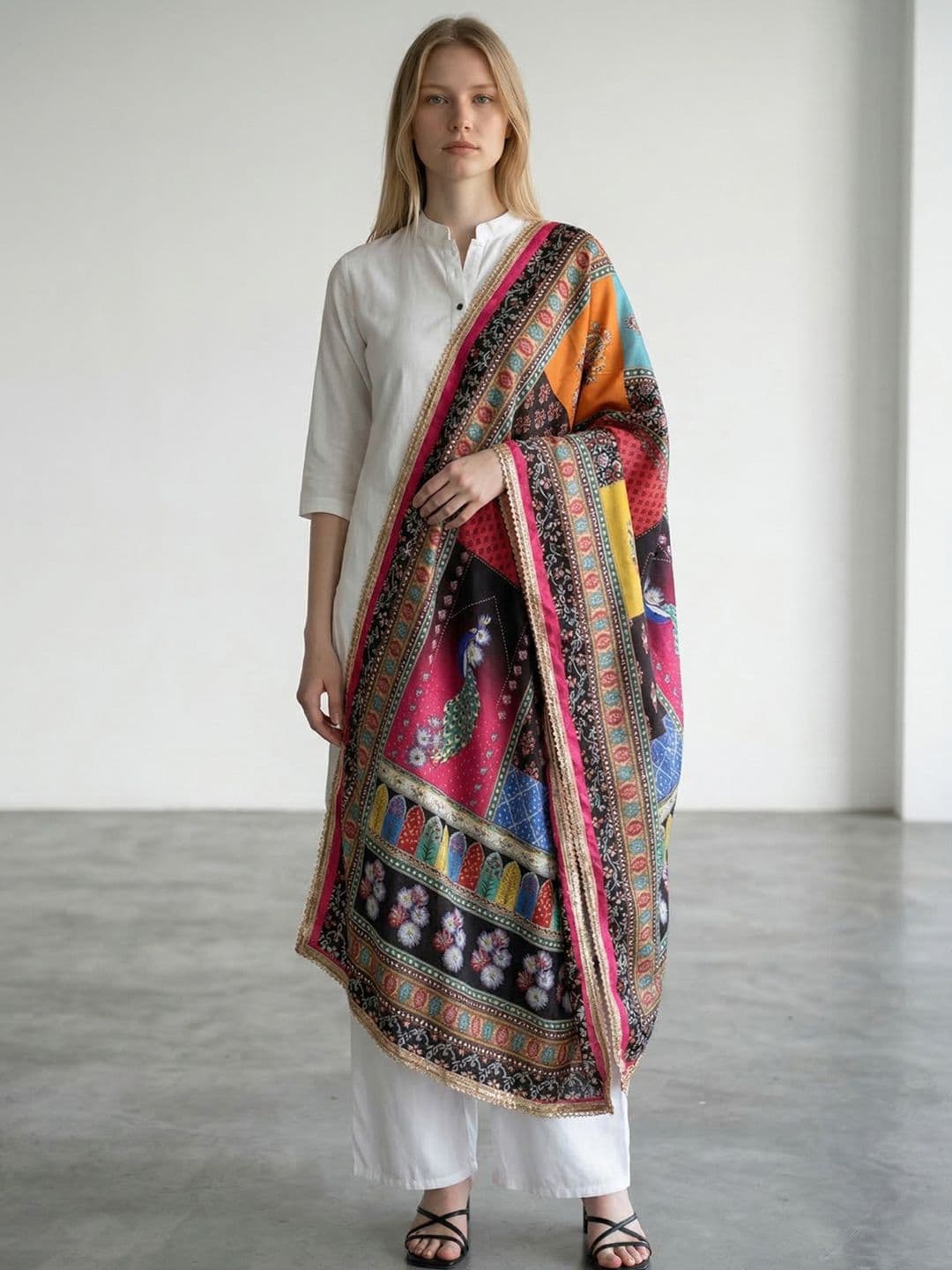 WEAVERS VILLA Ethnic Motifs Printed Dupatta - view 1