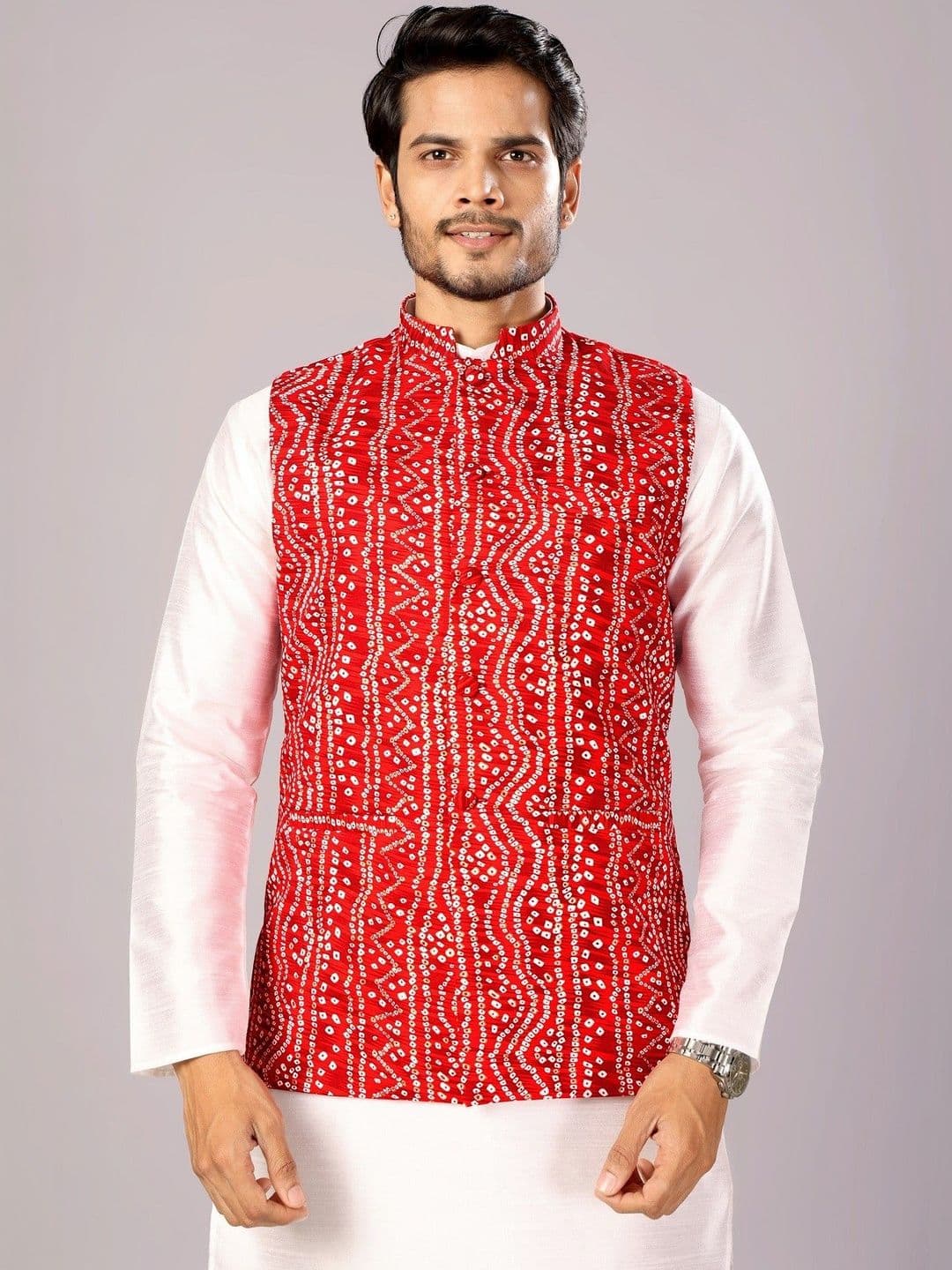 MODERN MUGHALS Printed Cotton Blend Woven Nehru Jackets - view 1