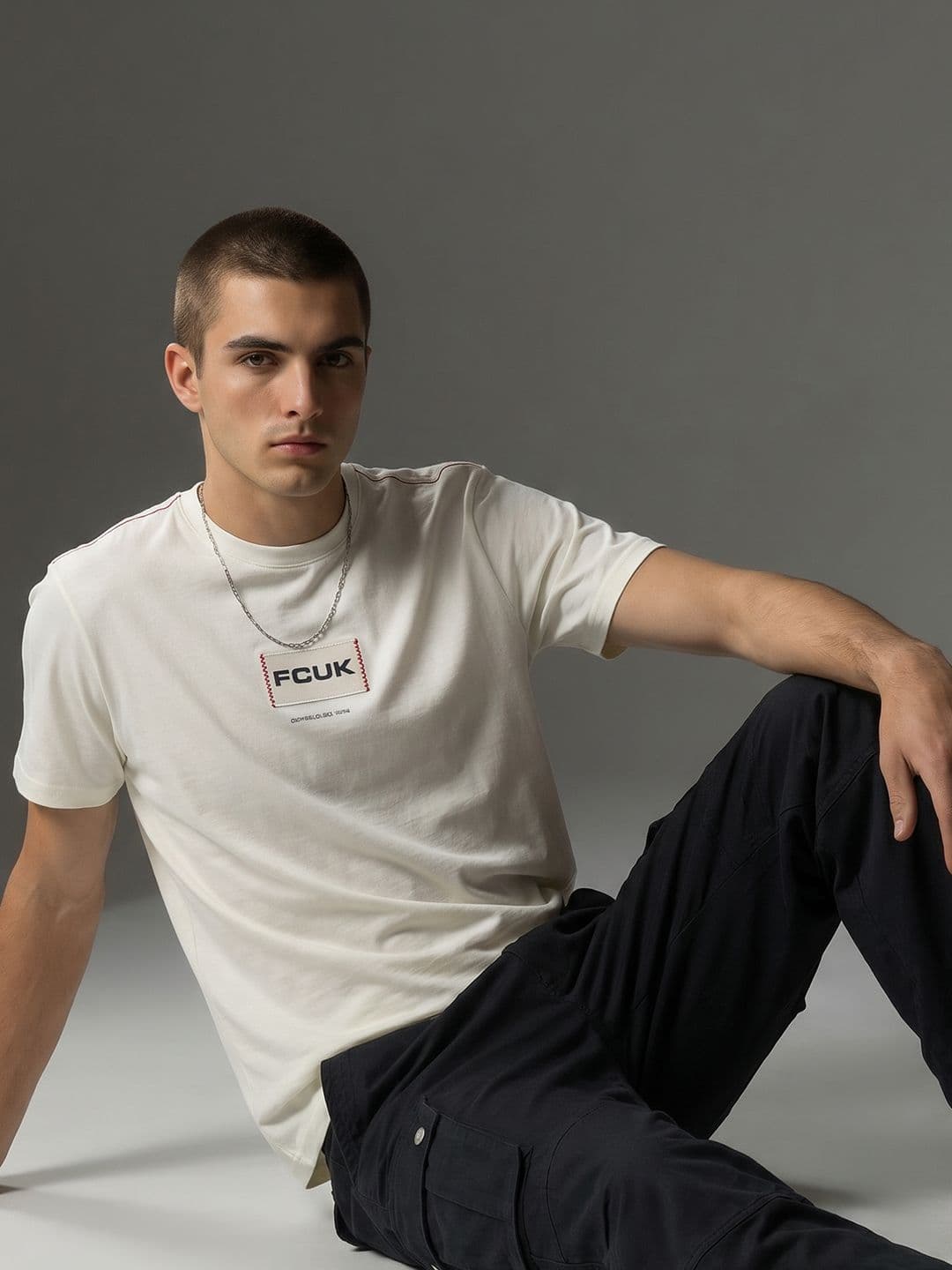 FCUK Brand Logo Printed Pure Cotton T-shirt - view 1