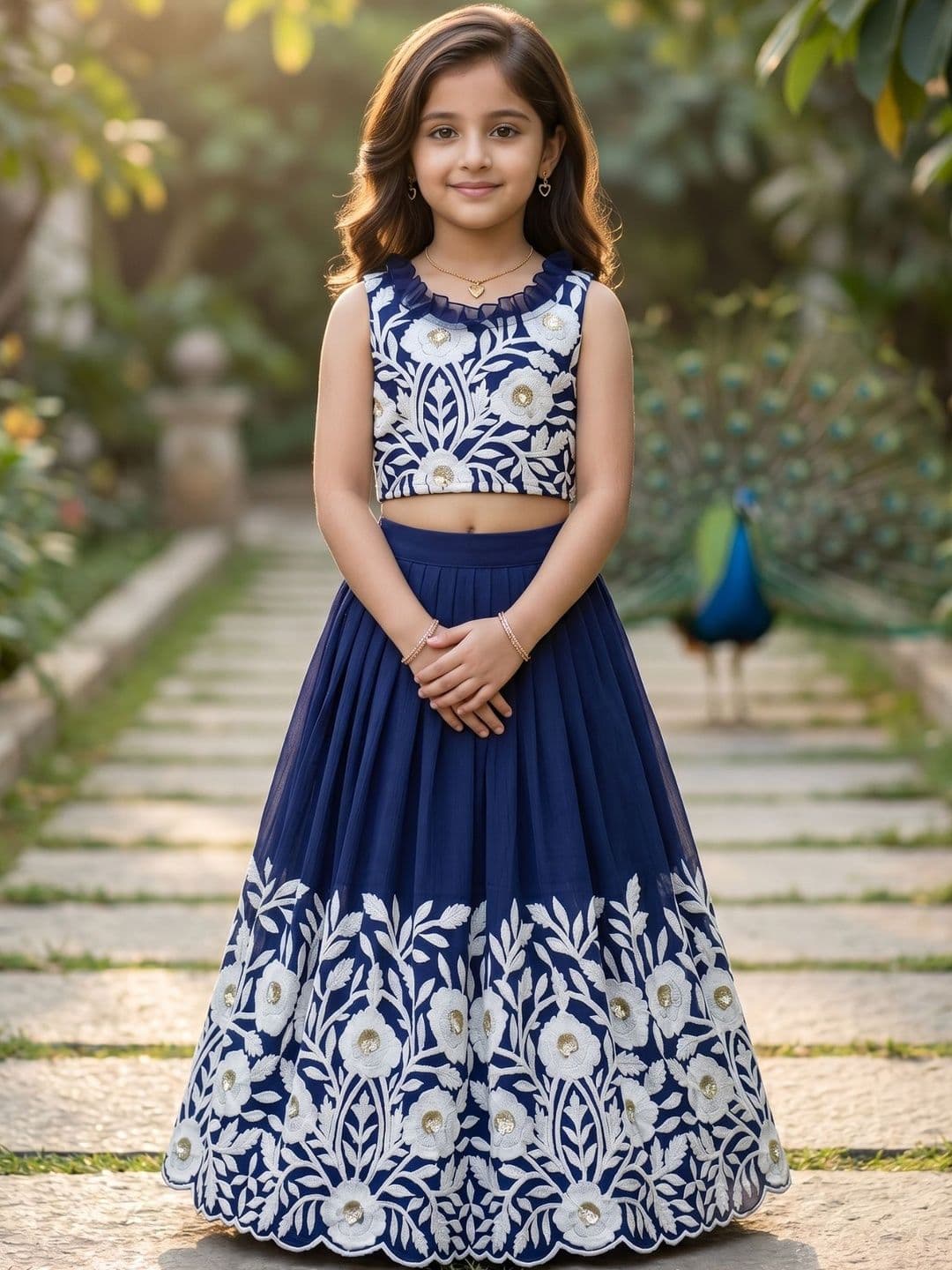 KALINI Girls Embroidered Sequinned Ready to Wear Lehenga & - view 1
