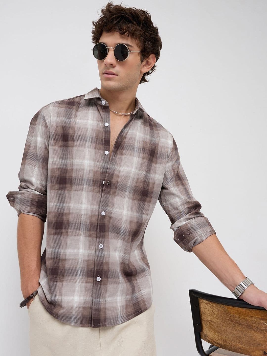 VASTRADO Men Classic Slim Fit Tartan Checks Checked Casual Shirt - view 1