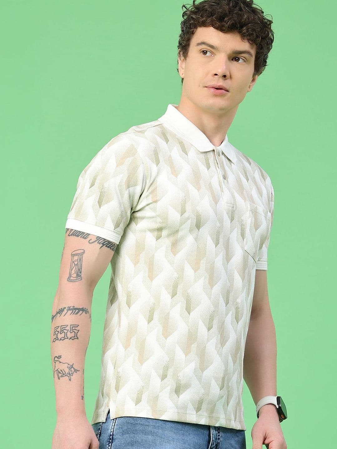 V-Mart Men Printed Polo Collar Pockets T-shirt - view 1