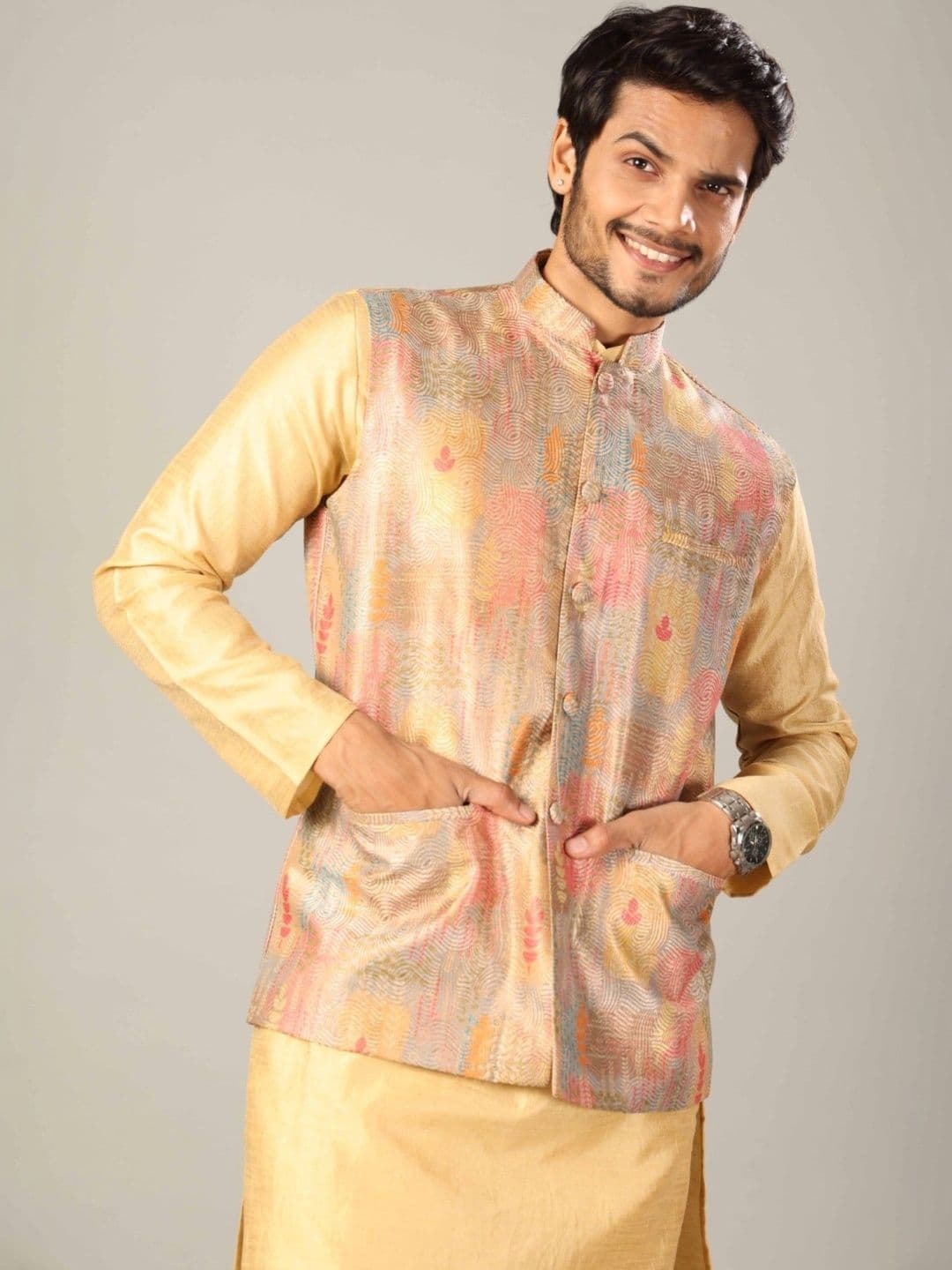 MODERN MUGHALS Printed Woven Nehru Jackets - view 1