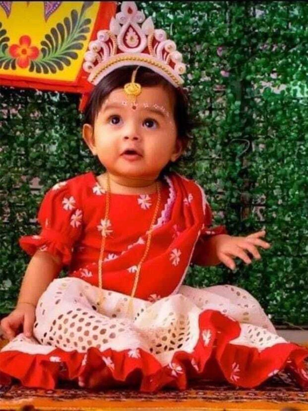 JHILUU Infant Girls Embroidered Thread Work Ready to Wear Lehenga & Blouse With Dupatta - view 1