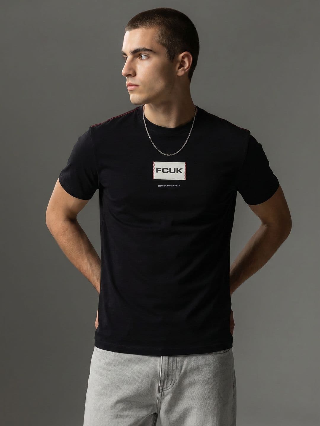 FCUK Brand Logo Printed Pure Cotton T-shirt - view 1