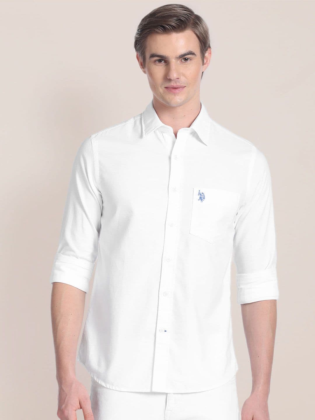 U.S. Polo Assn. Pure Cotton Solid Tailored Fit Casual Shirt - view 1