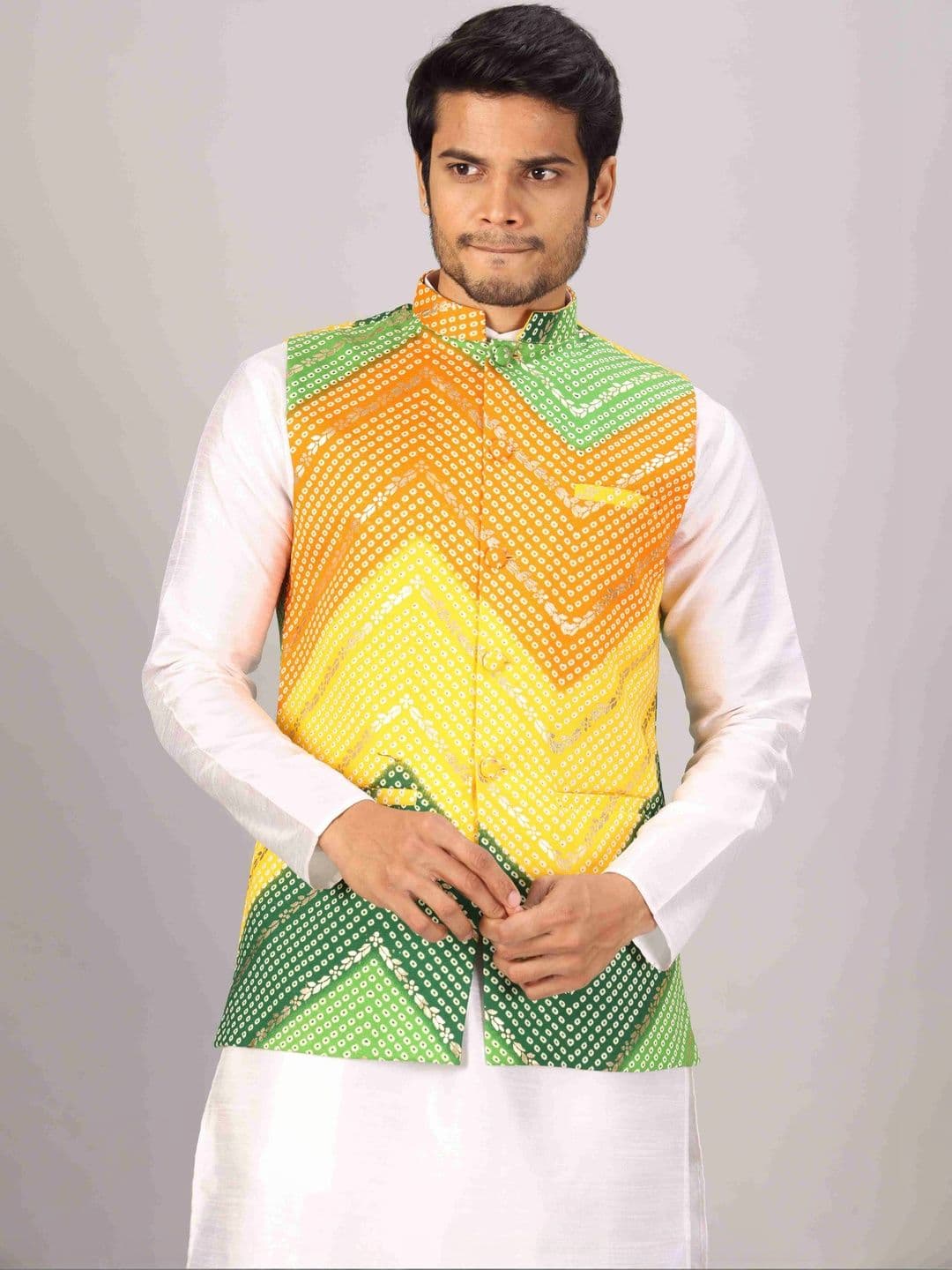 MODERN MUGHALS Printed Woven Nehru Jackets - view 1
