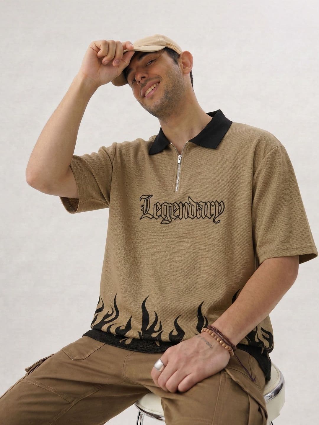 Try This Men Typography Printed Polo Collar T-shirt - view 1