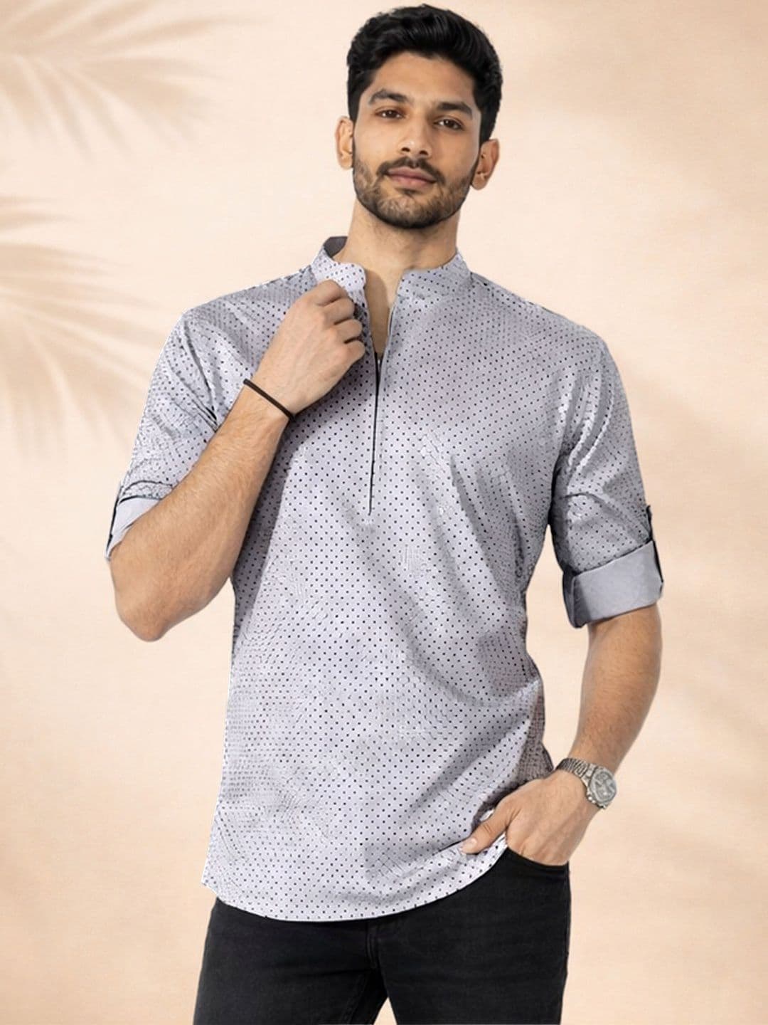 JBN Creation Men Polka Dot Printed Kurta - view 1