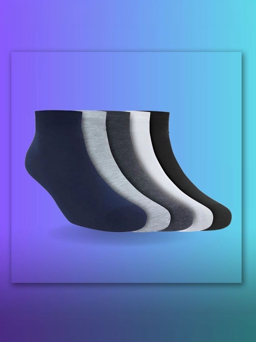 MJE Men Pack of 5 Cotton Blend Assorted Ankle Length Socks - view 1