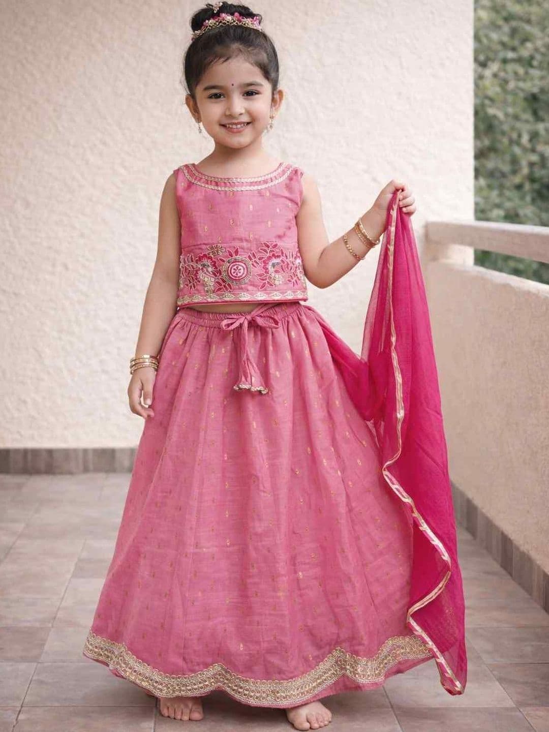 Sangria Woven Design Round Neck Flared Lehenga Choli - view 1