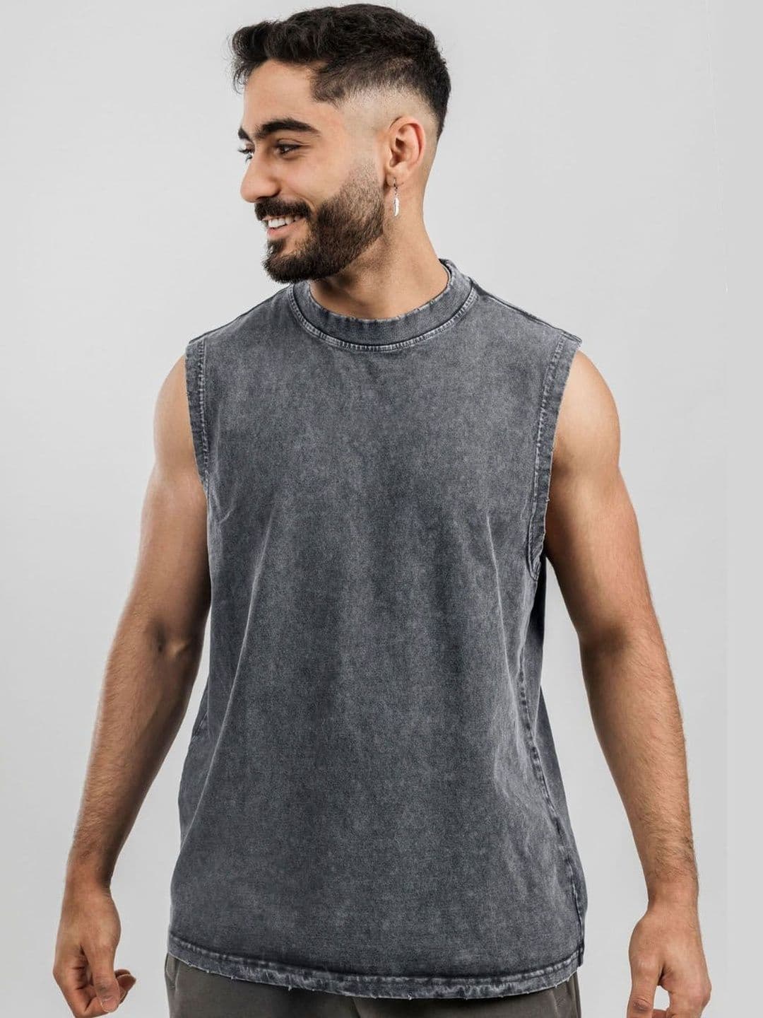 Cloth N code Men Solid Baggy Fit Acid Wash Tank Top - view 1