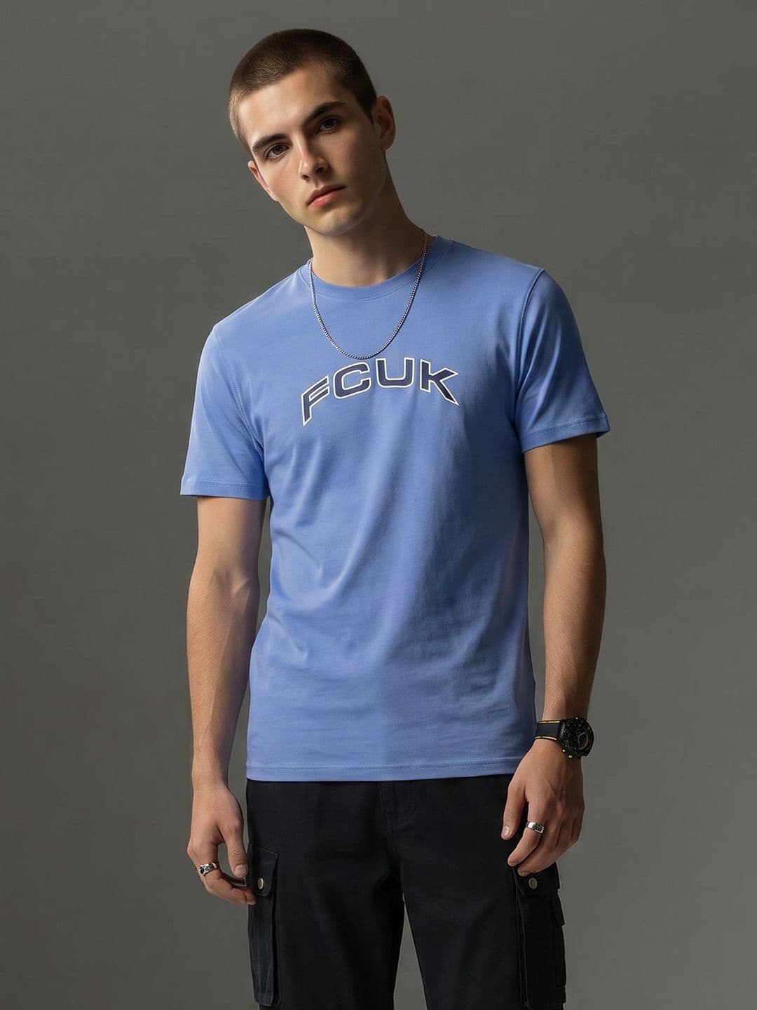 FCUK Brand Logo Printed Pure Cotton T-Shirt - view 1