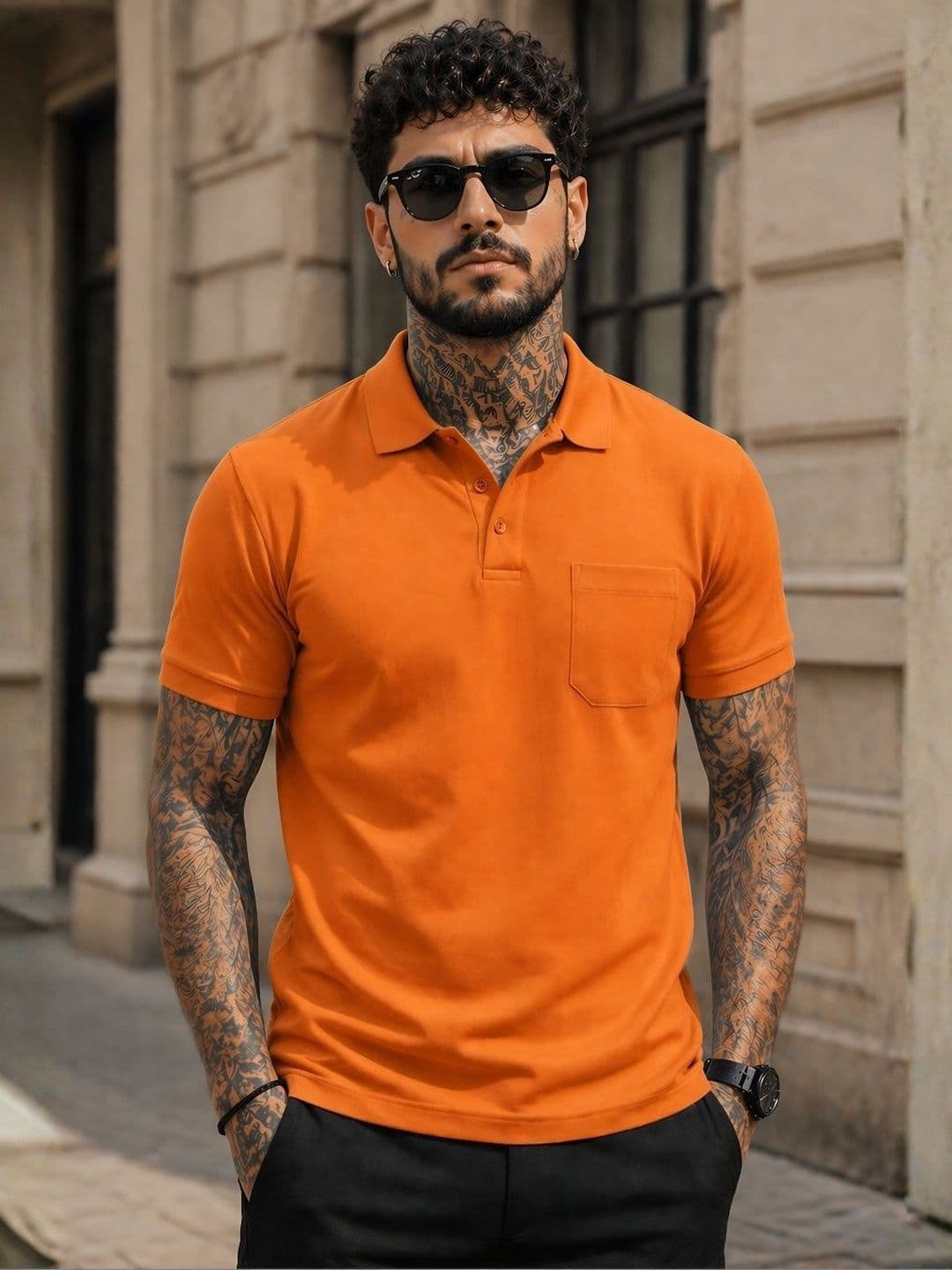 SAIKSA FASHION Men Polo Collar Regular Sleeves Pockets T-shirt - view 1