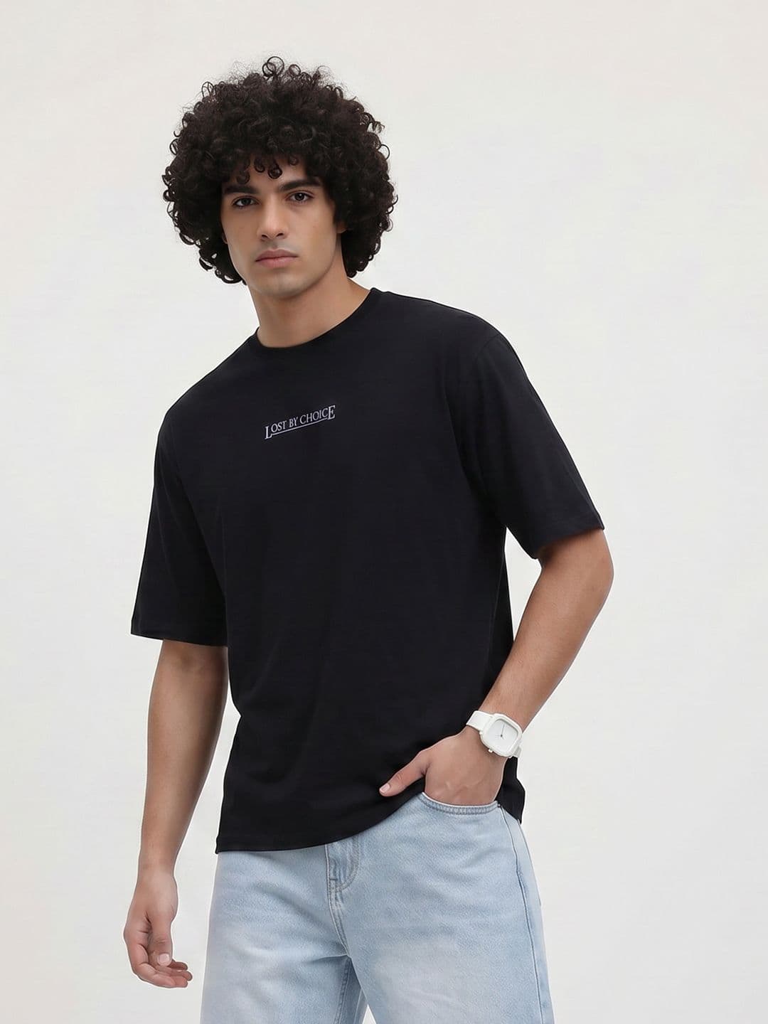 The Roadster Life Co. Printed Drop-Shoulder Sleeves Pure Cotton T-shirt - view 1