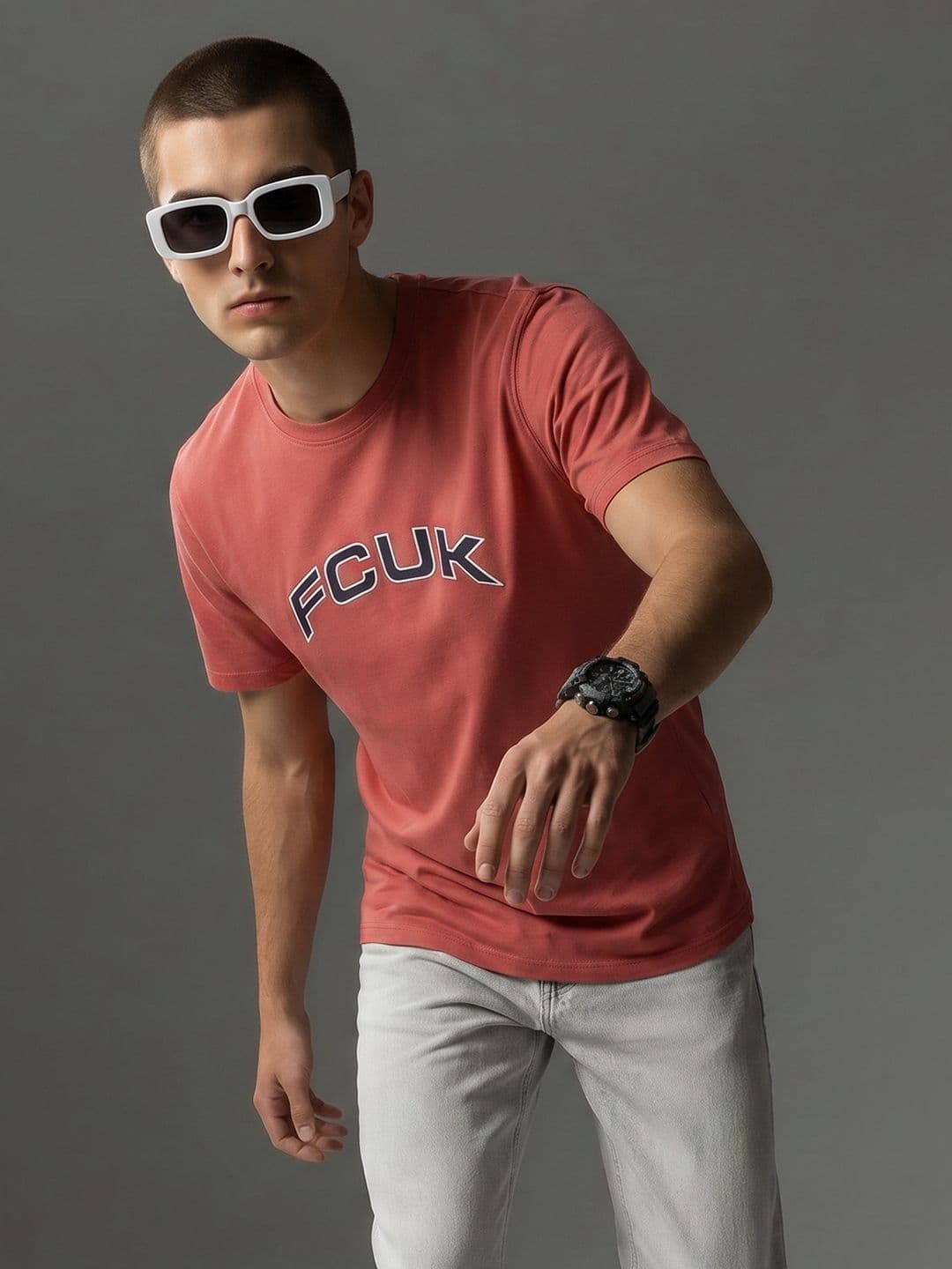 FCUK Brand Logo Printed Pure Cotton T-Shirt - view 1
