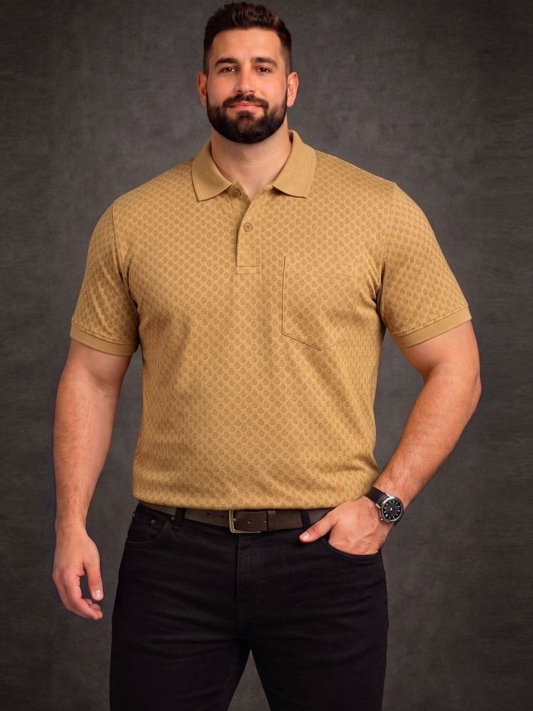 Davno Men Polo Collar Pockets T-shirt - view 1