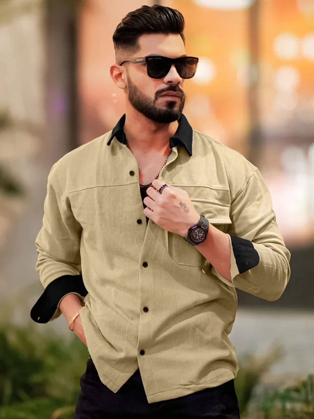 Maniac Classic Fit Striped Spread Collar Cotton Shirt - view 1