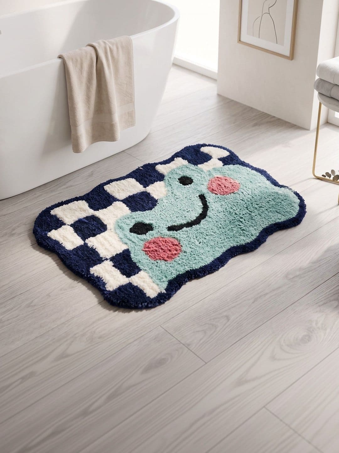 AaHo Decor Blue Happy Froggy Microfiber Non-Slip Bath Rugs - view 1