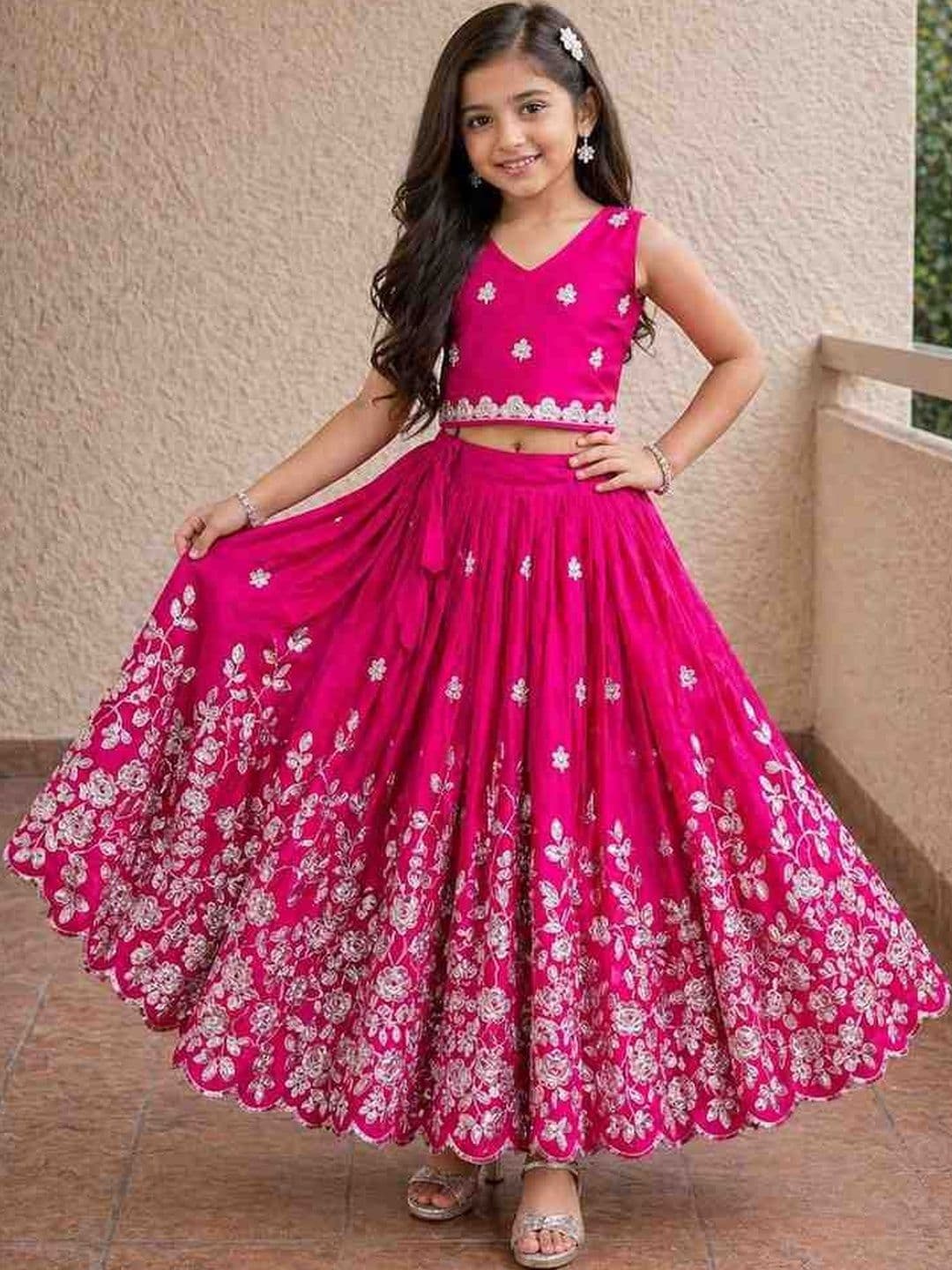 Sangria Embroidered V-Neck Flared Lehenga Choli - view 1