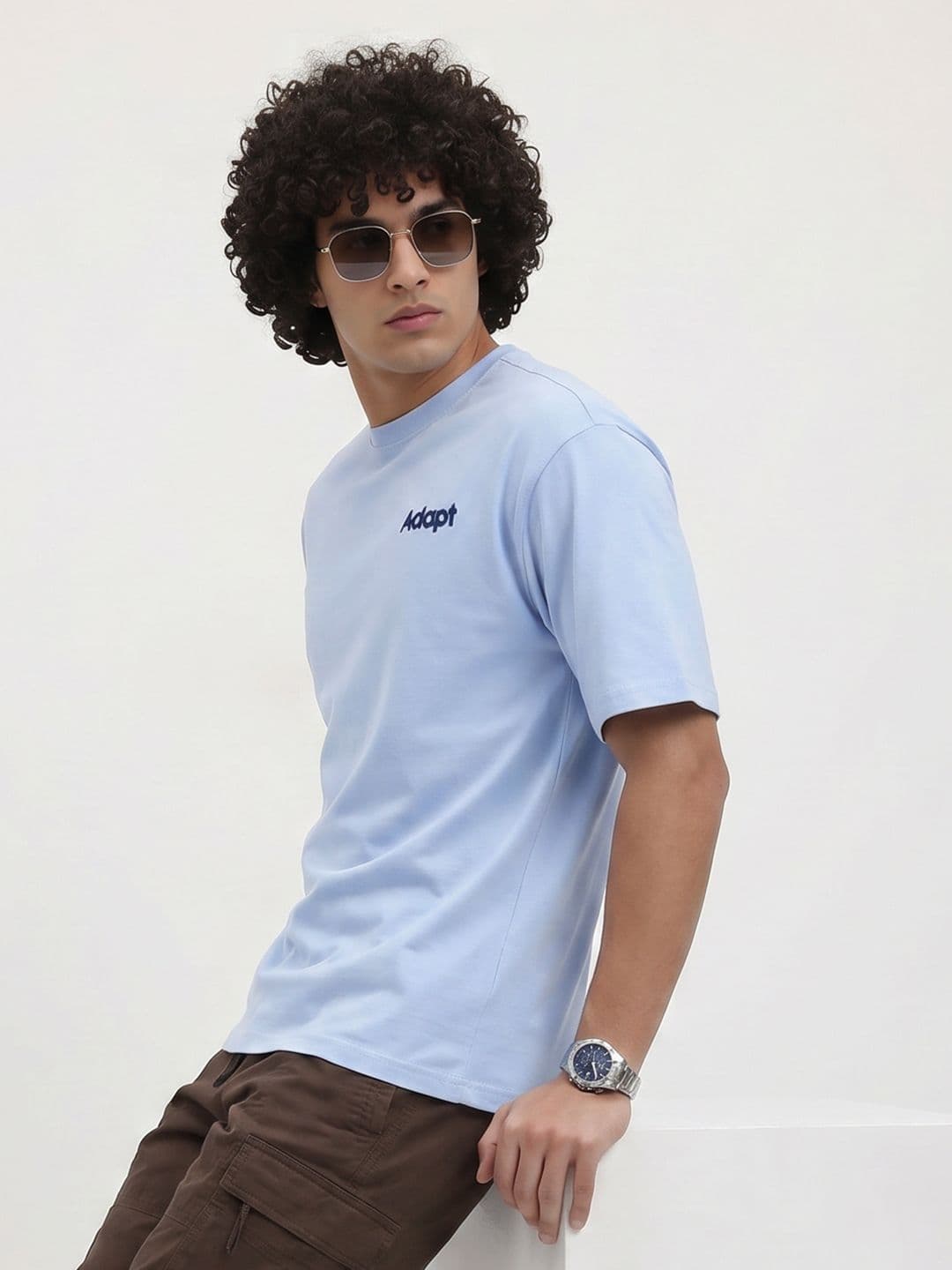 The Roadster Life Co. Typography Printed Pure Cotton Relaxed Fit T-shirt - view 1