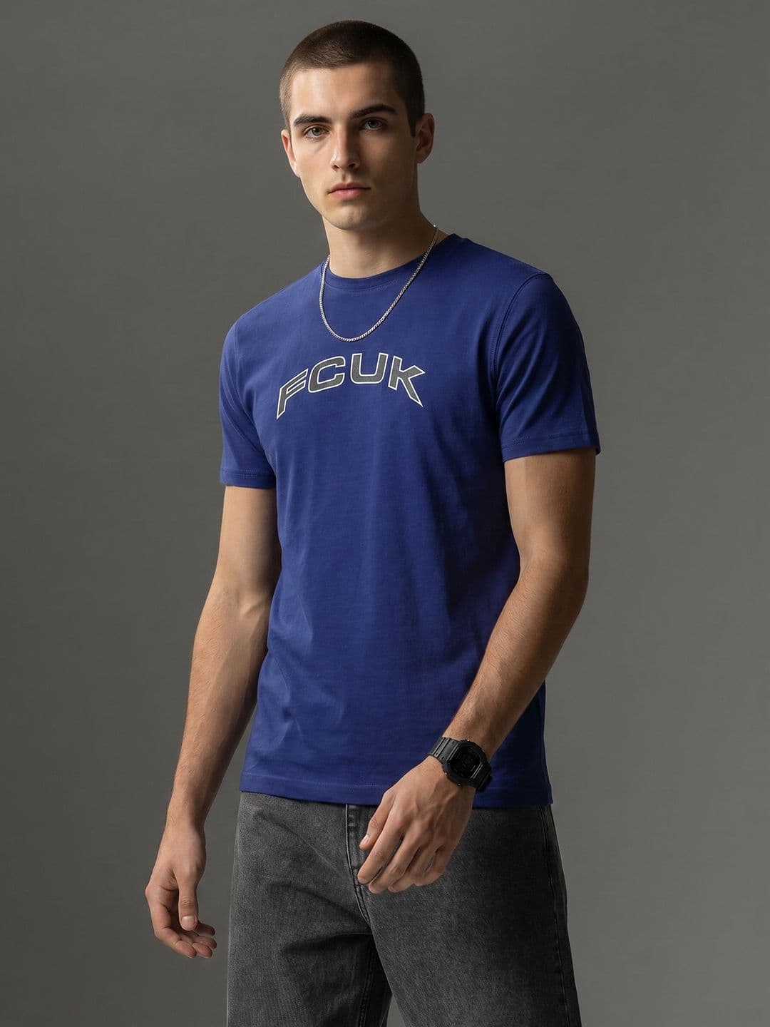 FCUK Brand Logo Printed Pure Cotton T-shirt - view 1