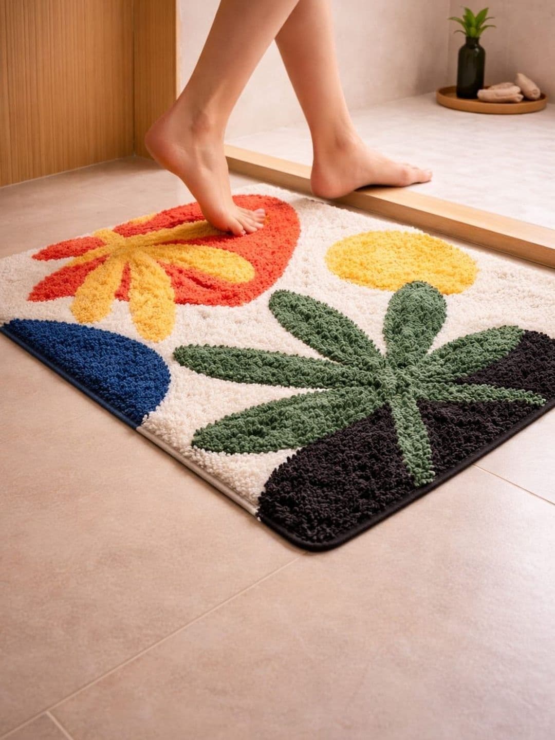 AaHo Decor White Tropical Sunset Microfiber Non-Slip Bath Rugs - view 1