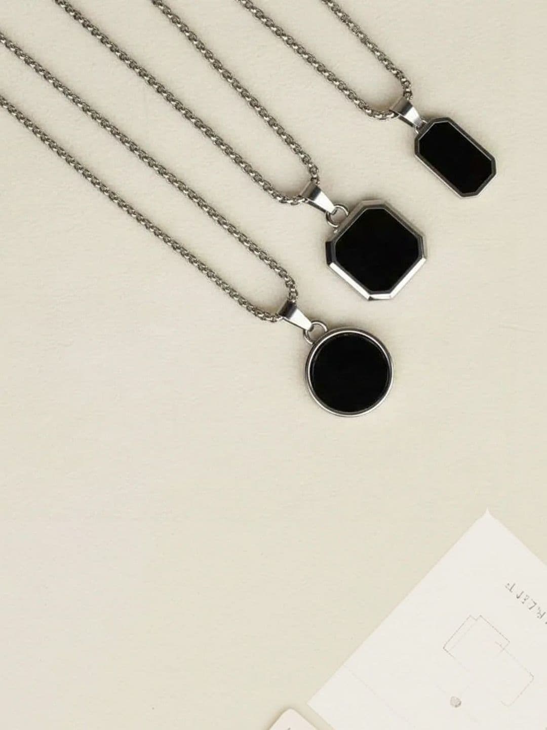 House of AS Set Of 3 Geometric Pendants With Chains - view 1