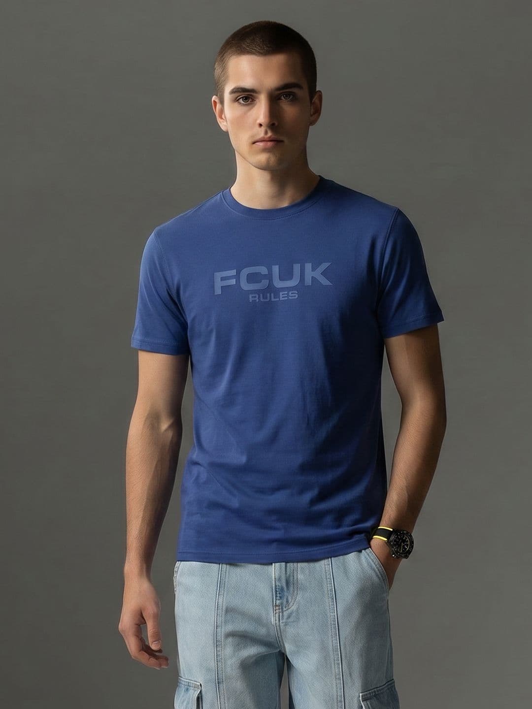 FCUK Brand Logo Printed Pure Cotton T-shirt - view 1