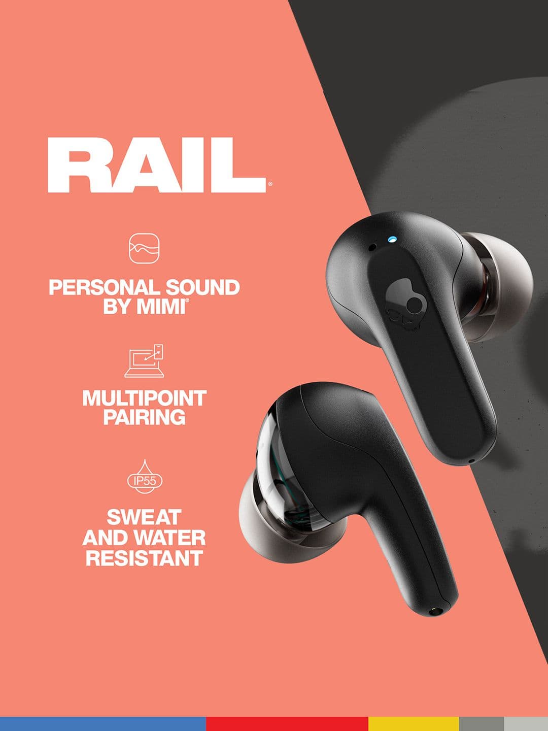 Skullcandy Rail in-Ear Wireless Earbuds, Multipoint Pairing,42 Hr Battery,Alexa Enabled - view 1