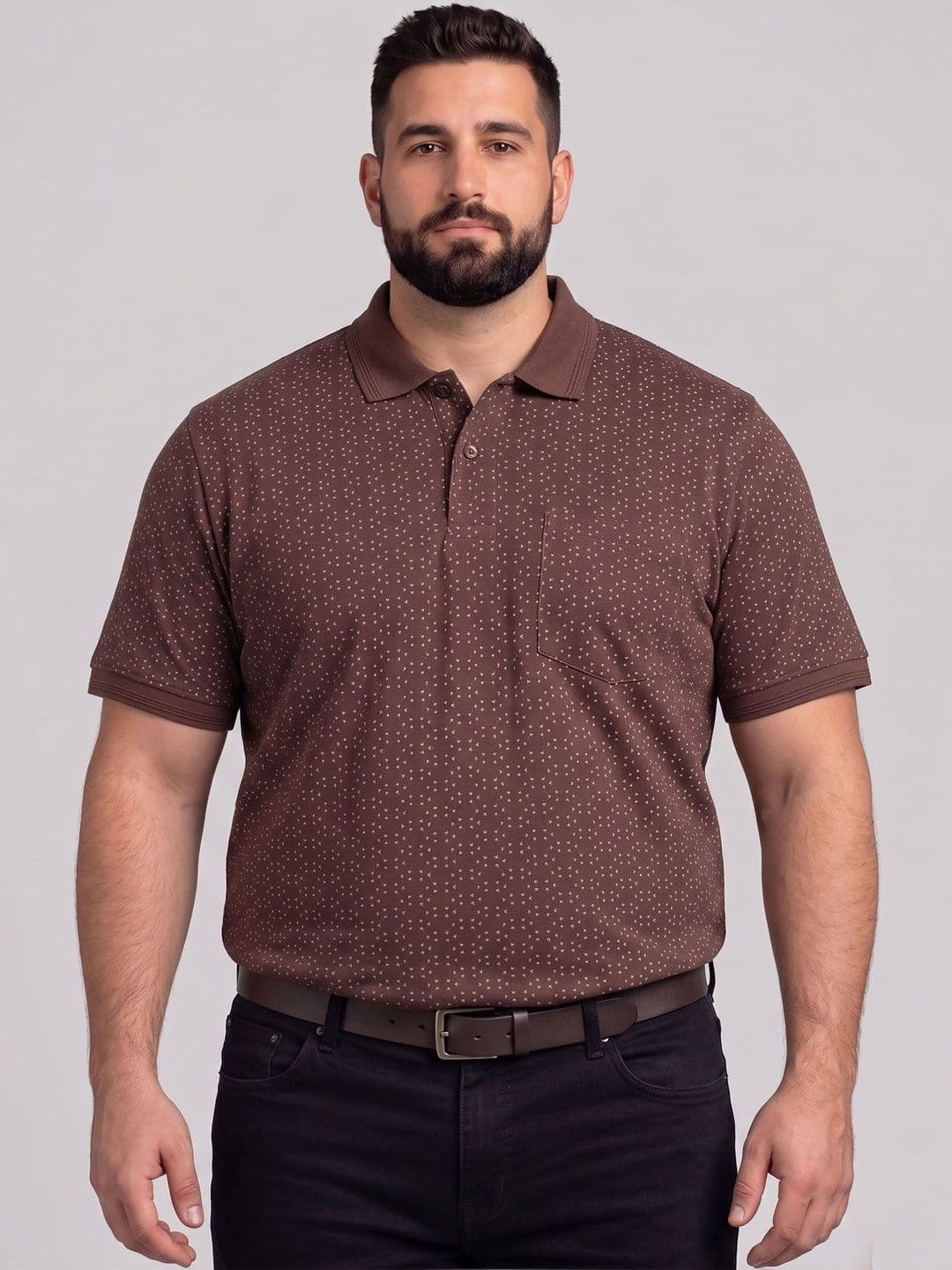 Davno Men Printed Polo Collar Pockets T-shirt - view 1