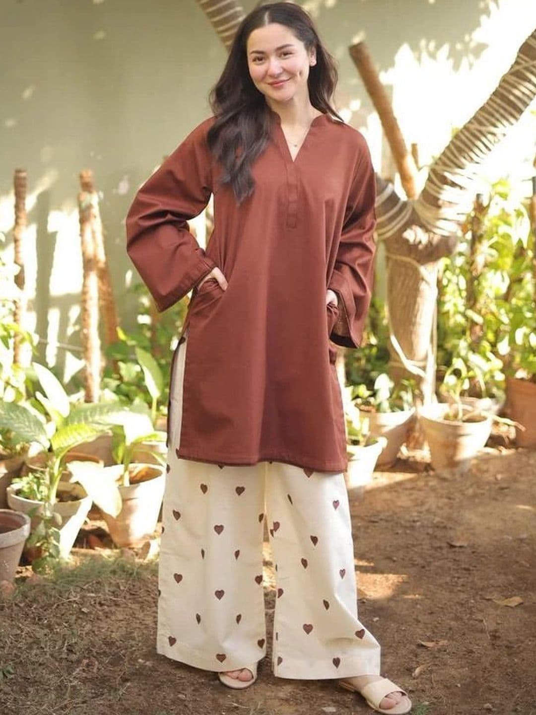VARDANIYA Viscose Rayon Tunic with Palazzos - view 1