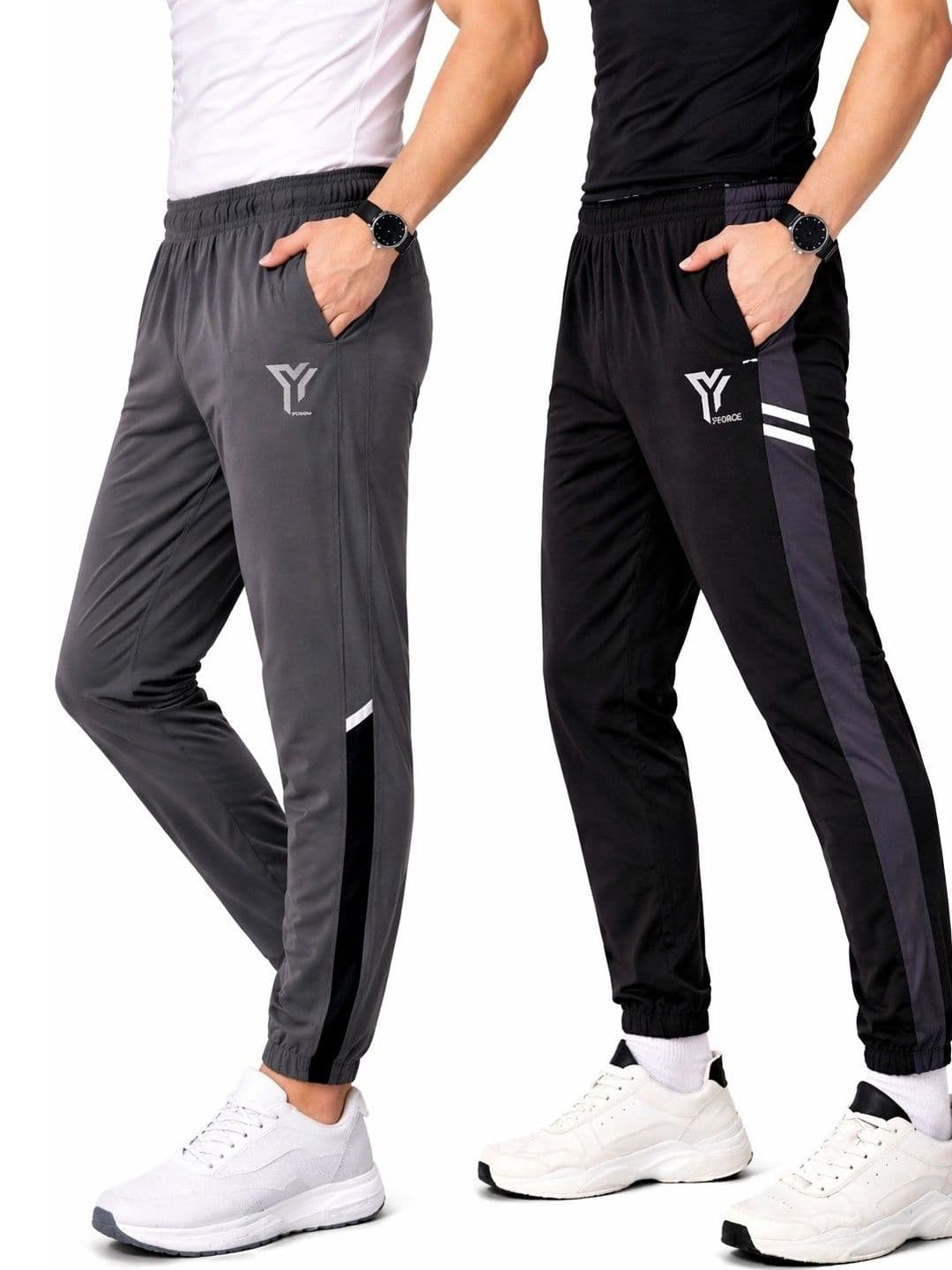 YUNEK Men Pack of 2 Regular Fit Brand Logo Rapid-Dry Training Joggers - view 1