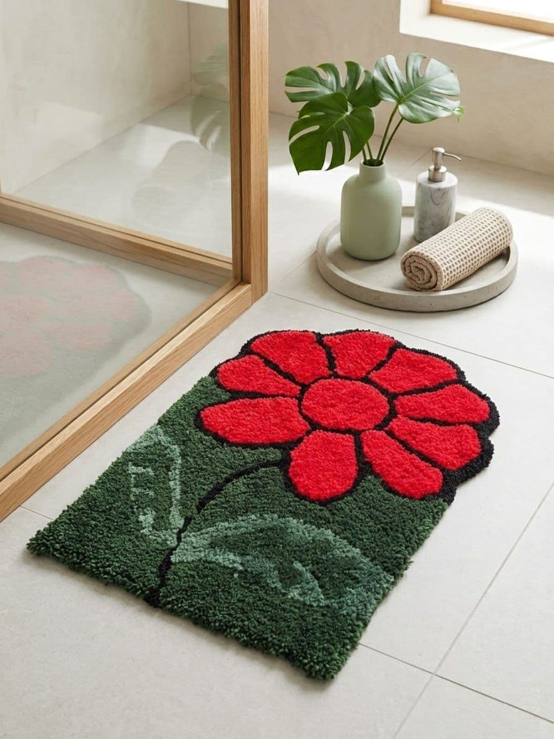 AaHo Decor Siler Red & Green Anti-Slip Bath Rugs - view 1