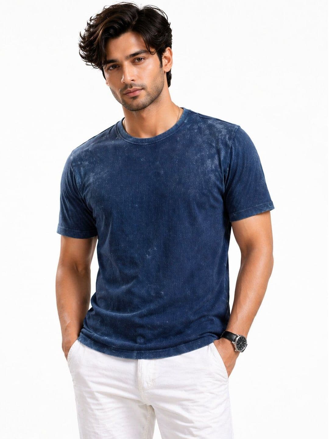Mentor Men Self Design Round Neck Cotton T-shirt - view 1