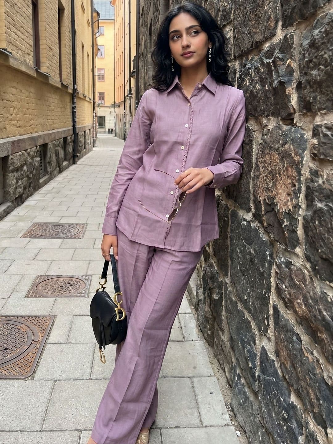 OLIVE SAGE Solid Shirt with Trousers - view 1