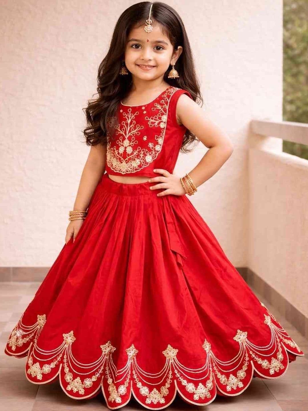 Sangria Embroidered Round Neck Flared Lehenga Choli - view 1