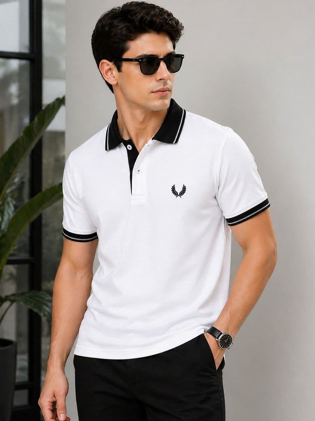 Raves Men Brand Logo Polo Collar Bio Finish T-shirt - view 1