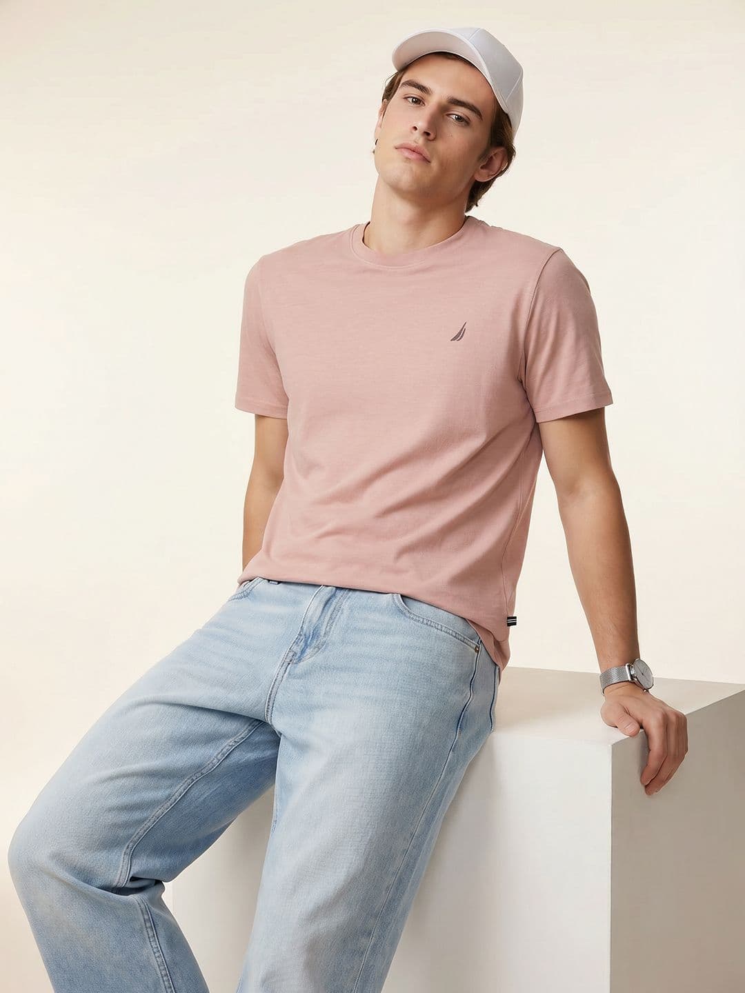 Nautica Round Neck Pure Cotton T-shirt - view 1