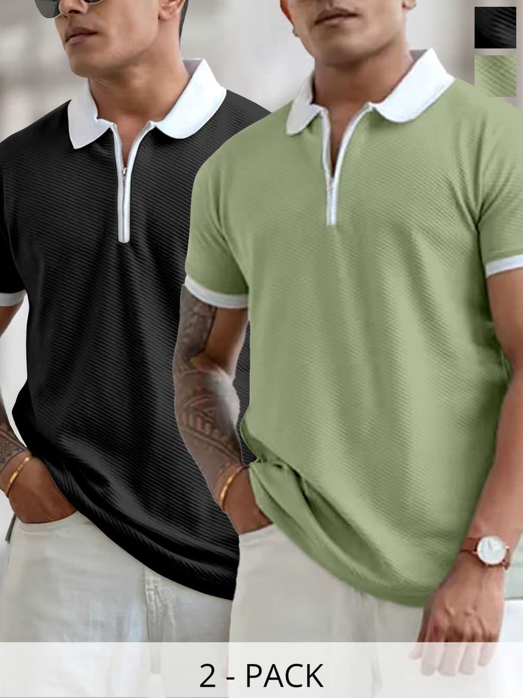 CHROVEL Men 2 Polo Collar T-shirt - view 1