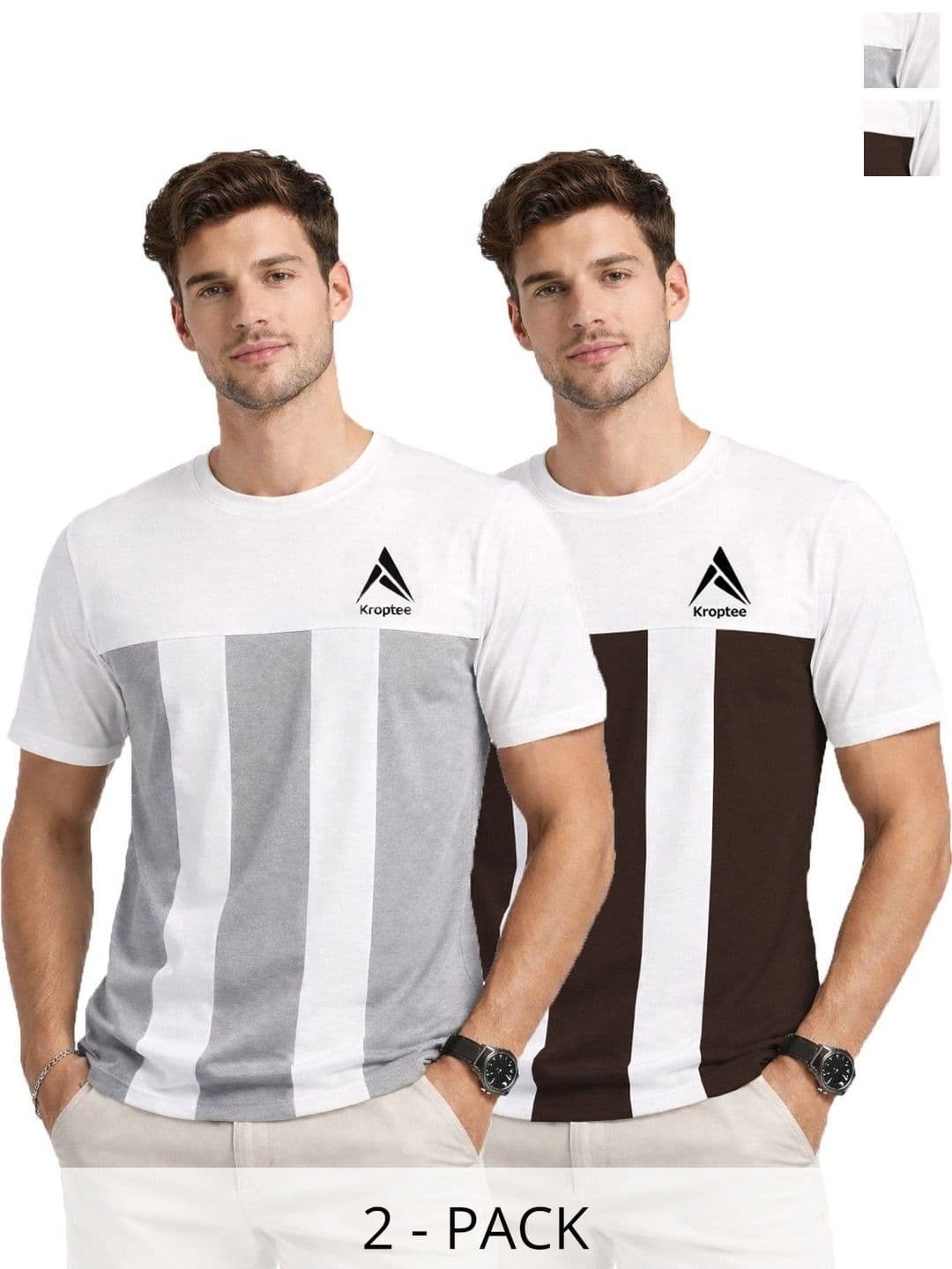 Kroptee Men Colourblocked T-shirt Pack - view 1