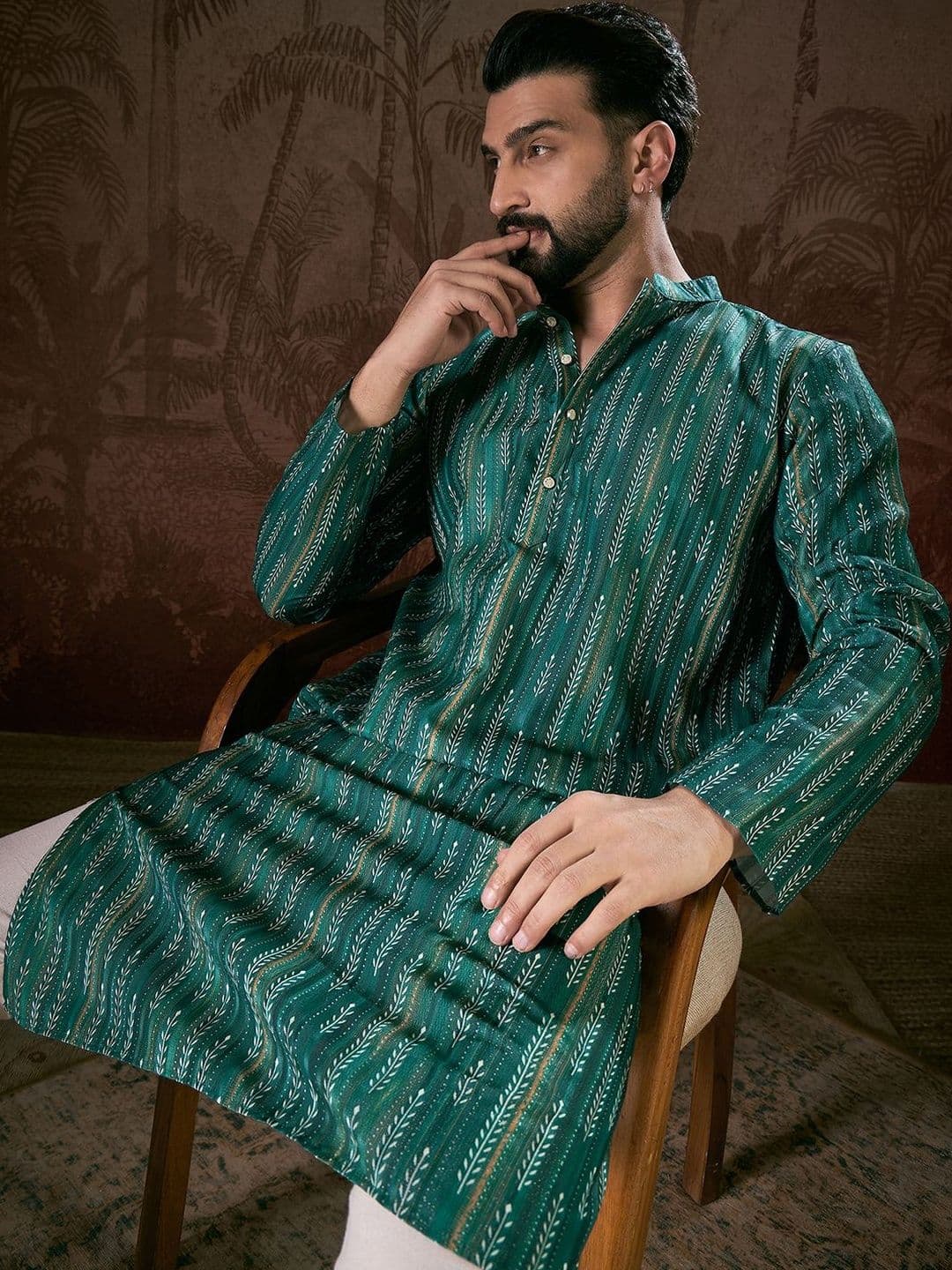 Ethnic Bay Men Floral Printed Kurta - view 1