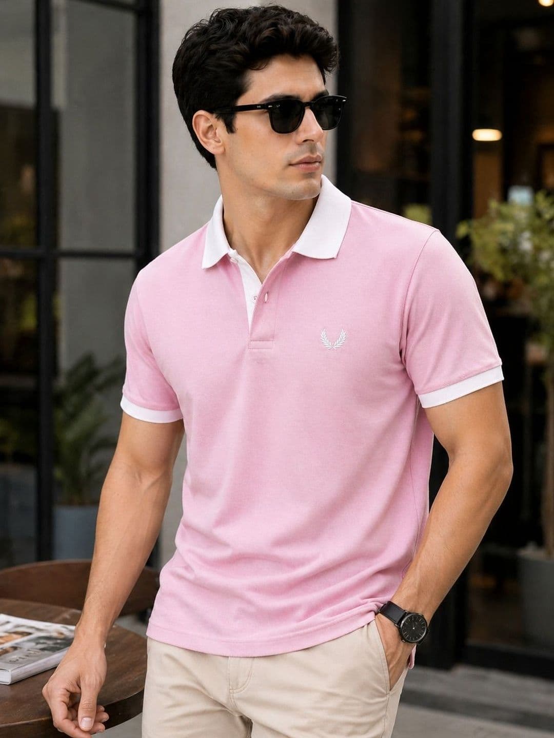 Raves Men Brand Logo Polo Collar Bio Finish T-shirt - view 1