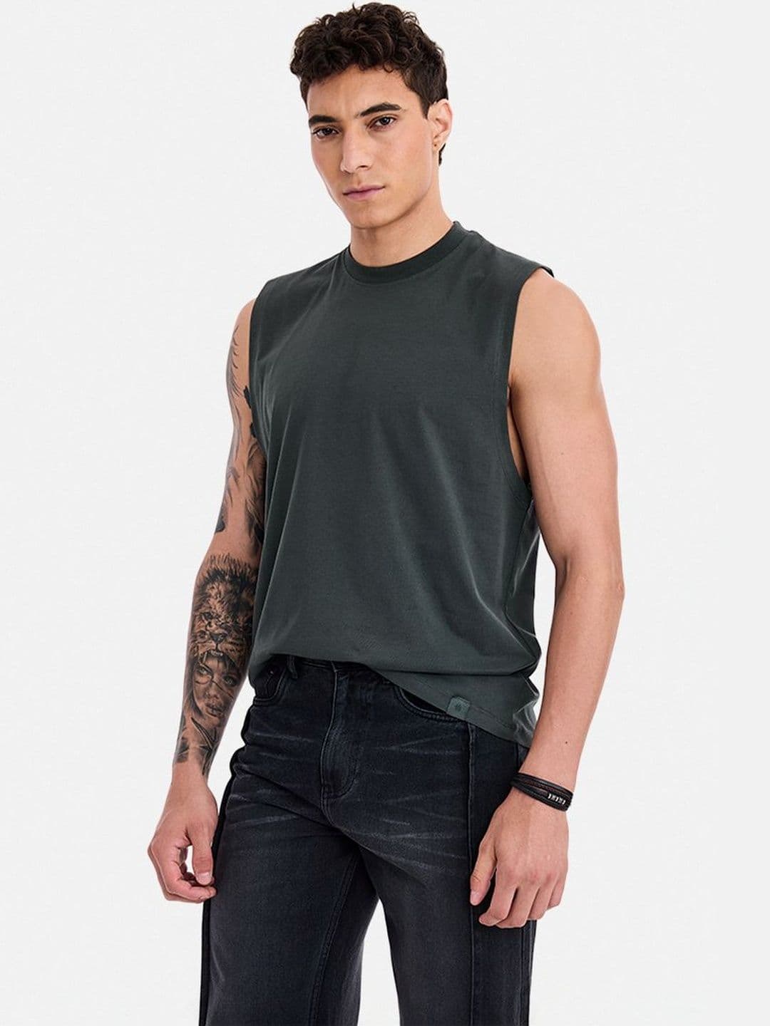 Snitch Men High Neck Pure Cotton Applique T-shirt - view 1
