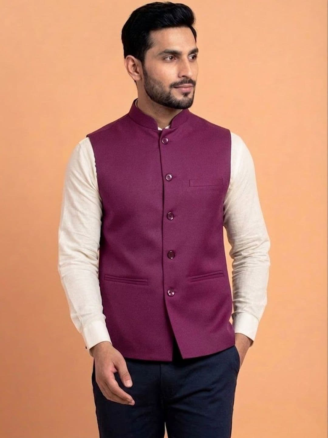 TREEMODA Woven Nehru Jackets - view 1